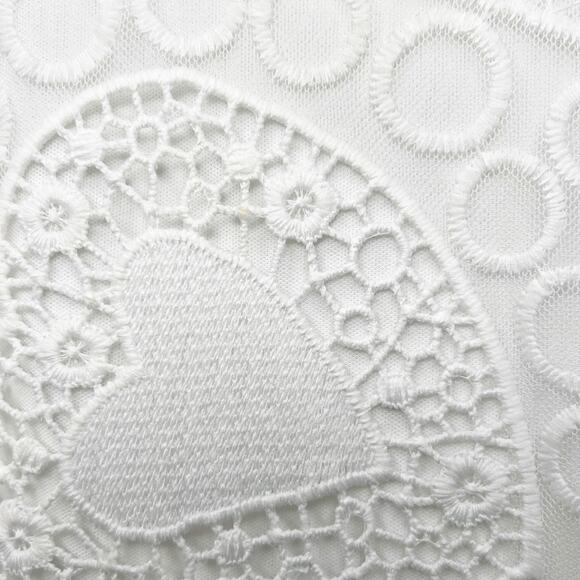 LAUREN MICHELLE Heart Lace Blouse 3/4 Sleeve Scoop Neck Sheer Mesh White Size M - Picture 4 of 6